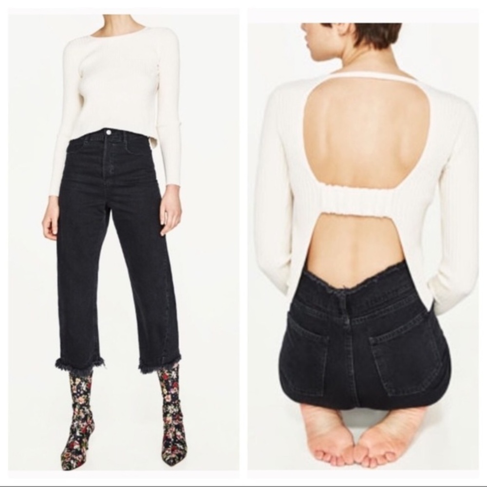 Zara Ribbed Top With Open Back